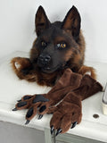 [Premade] German Shepherd Realistic Fursuit Head and Paws Movable Jaw