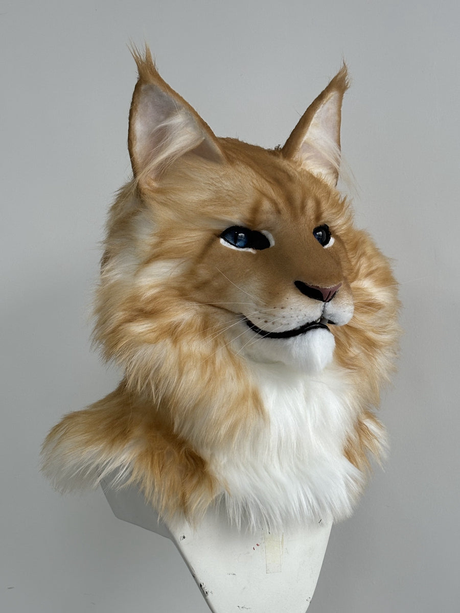 [Premade] Maine Coon Cat Realistic Fursuit Head Movable Jaw