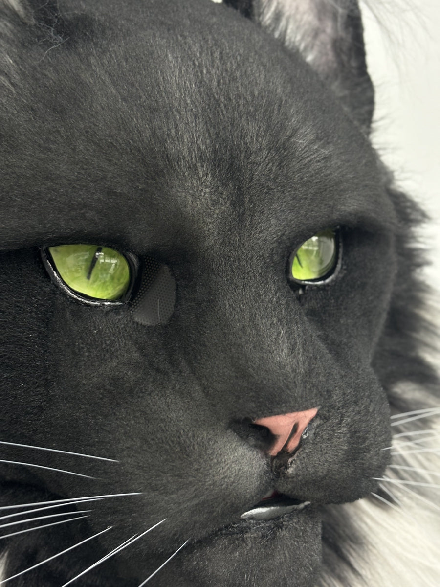 [Premade] Smoky Maine Coon Cat Realistic Fursuit Head Movable Jaw
