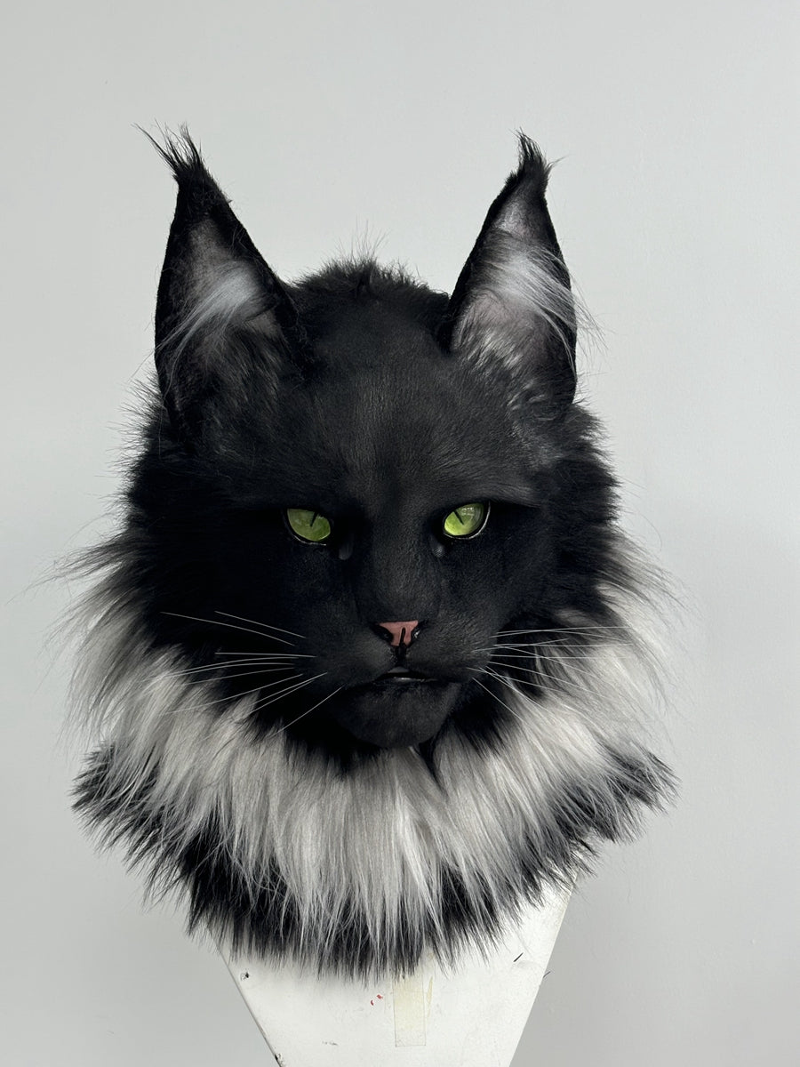 [Premade] Smoky Maine Coon Cat Realistic Fursuit Head Movable Jaw