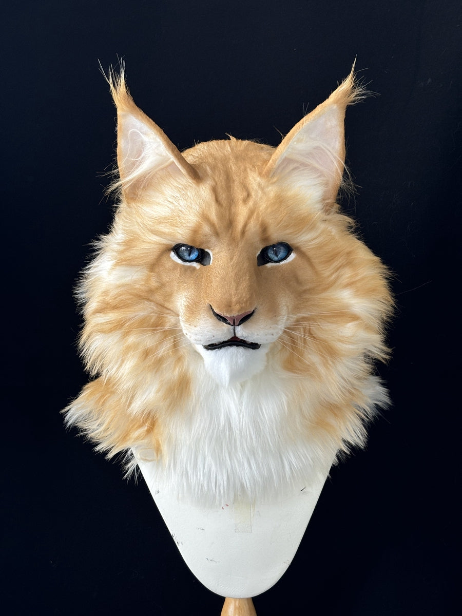 [Premade] Maine Coon Cat Realistic Fursuit Head Movable Jaw