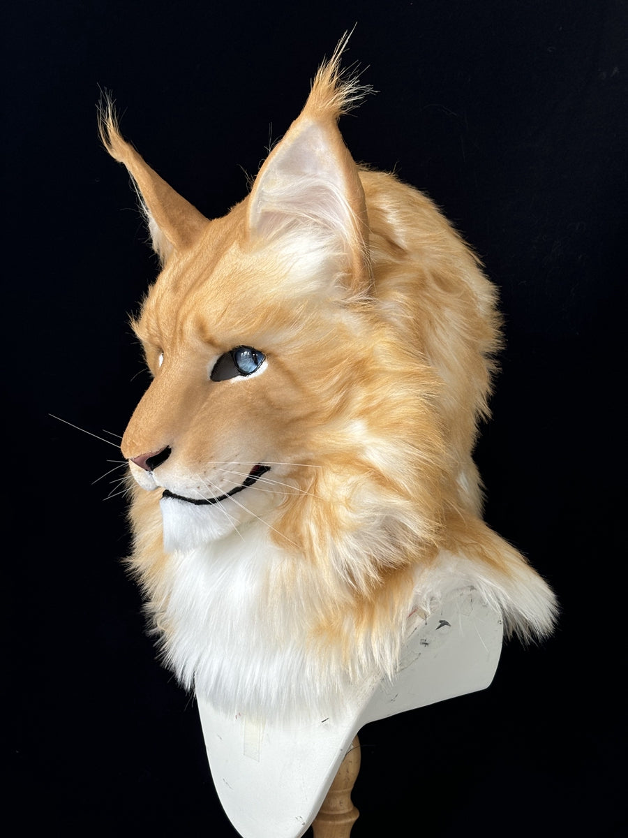[Premade] Maine Coon Cat Realistic Fursuit Head Movable Jaw