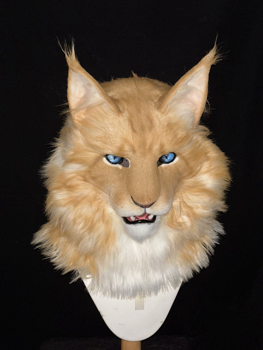 [Premade] Maine Coon Cat Realistic Fursuit Head Movable Jaw