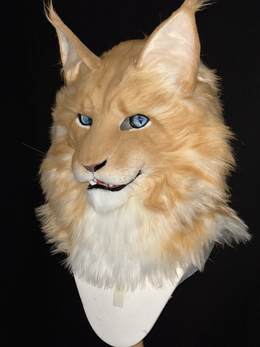 [Premade] Maine Coon Cat Realistic Fursuit Head Movable Jaw