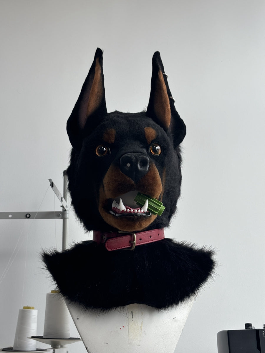 [Premade] Realistic Doberman Fursuit Head Furry Costumes Dog Mask Headdress