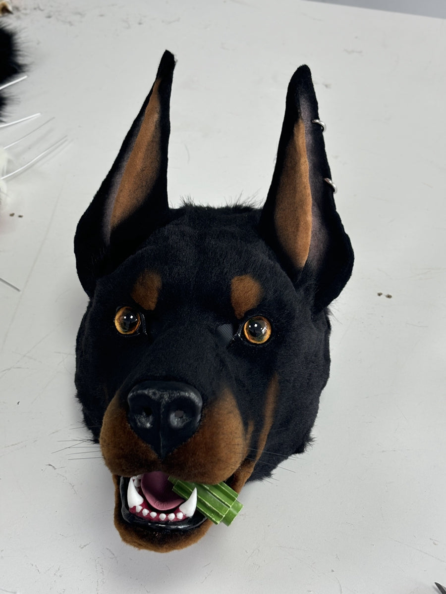 [Premade] Realistic Doberman Fursuit Head Furry Costumes Dog Mask Headdress