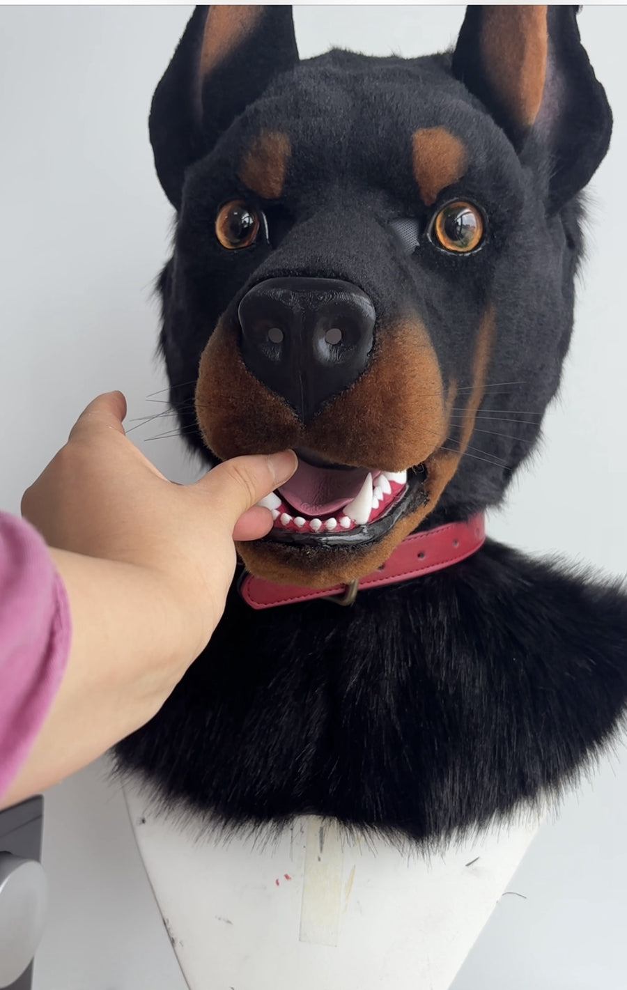 [Premade] Realistic Doberman Fursuit Head Furry Costumes Dog Mask Headdress