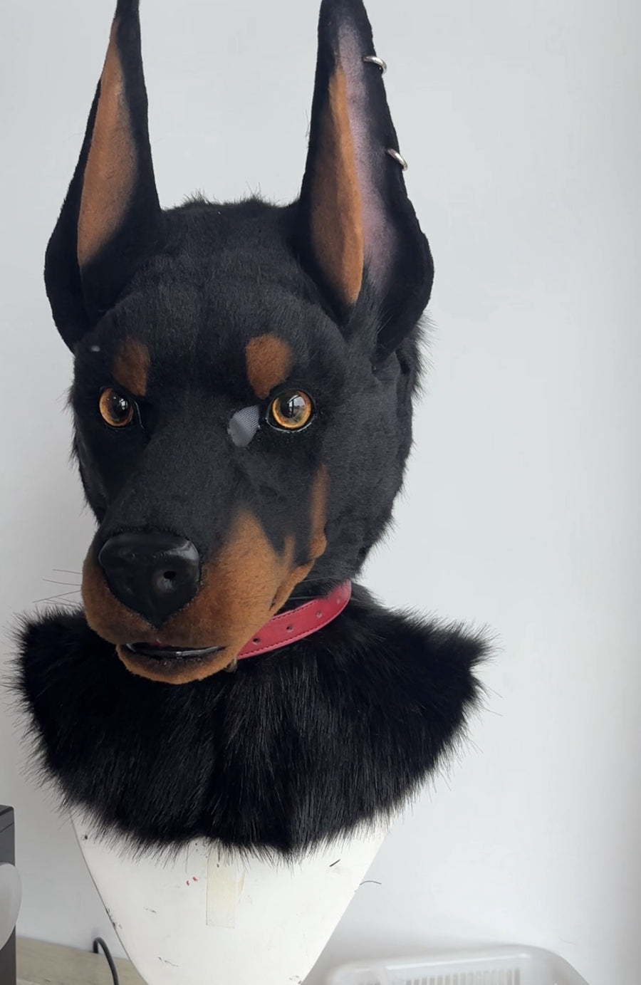 [Premade] Realistic Doberman Fursuit Head Furry Costumes Dog Mask Headdress