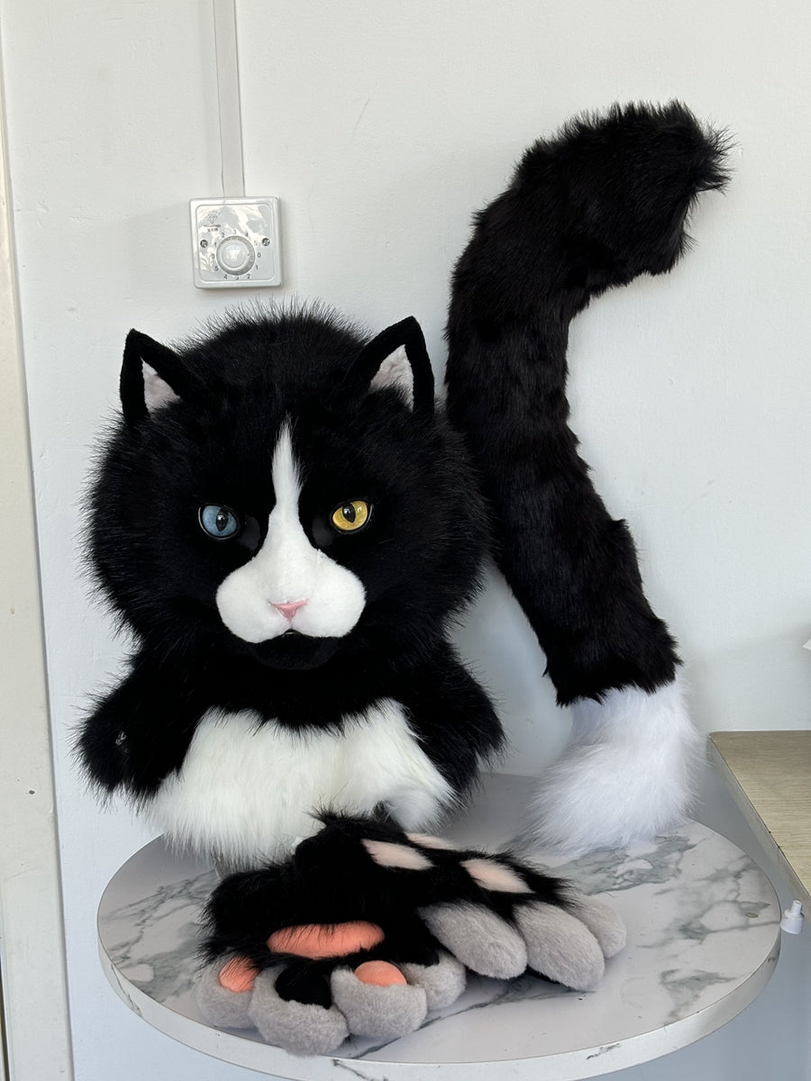[Premade] Cute Cat Realistic Fursuit Partial Furry Costumes Mask Headdress