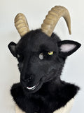 [Premade] Black Goat Realistic Fursuit Head Furry Costumes Mask Headdress