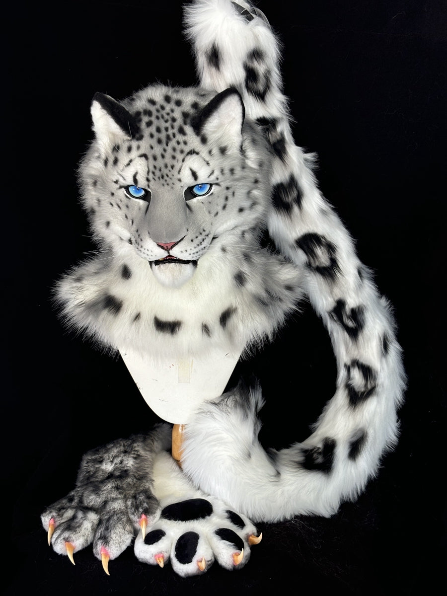 [Premade] Snow Leopard Realistic Fursuit Partial Furry Costumes Mask Headdress