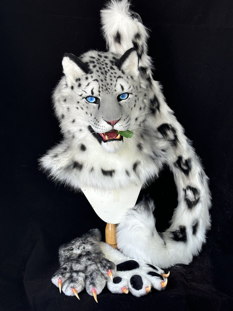 [Premade] Snow Leopard Realistic Fursuit Partial Furry Costumes Mask Headdress