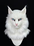 [Premade] White Cat  Realistic Fursuit Head Furry Costumes Mask Headdress