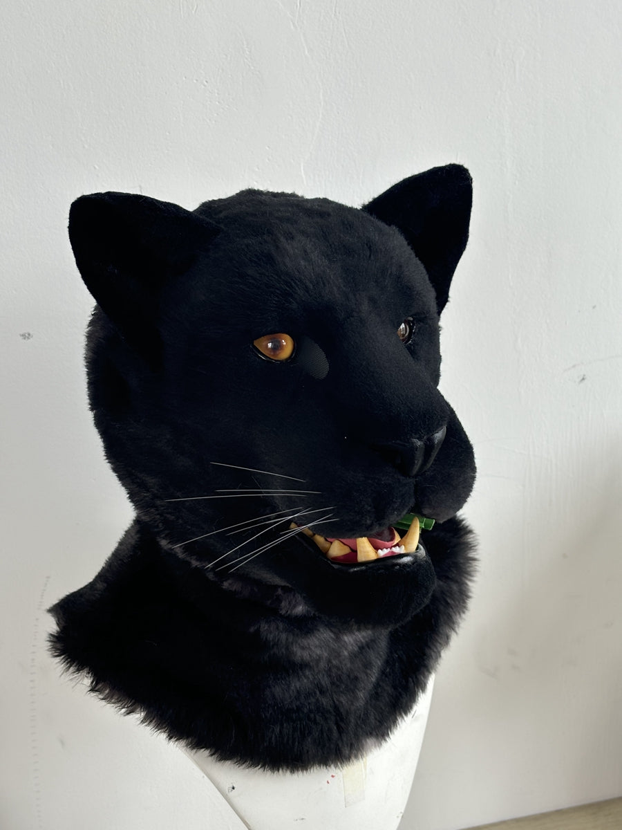 [Premade] Black Panther Realistic Fursuit Head Furry Costumes Beast Mask Headdress