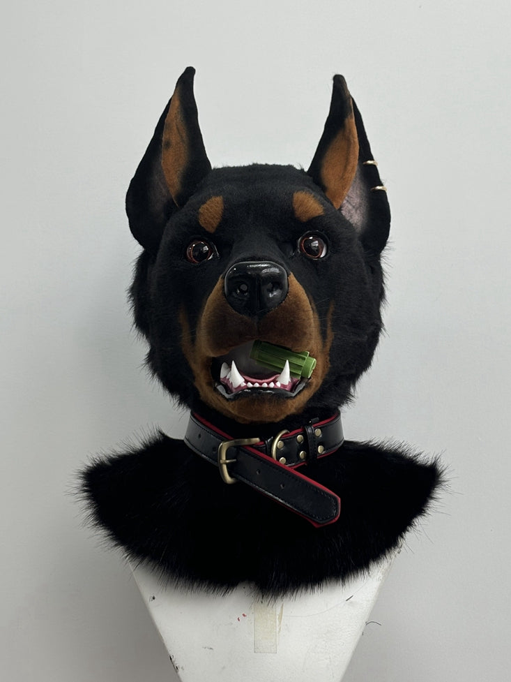 [Premade] Doberman Dog Realistic Fursuit Head Furry Costumes Mask Headdress