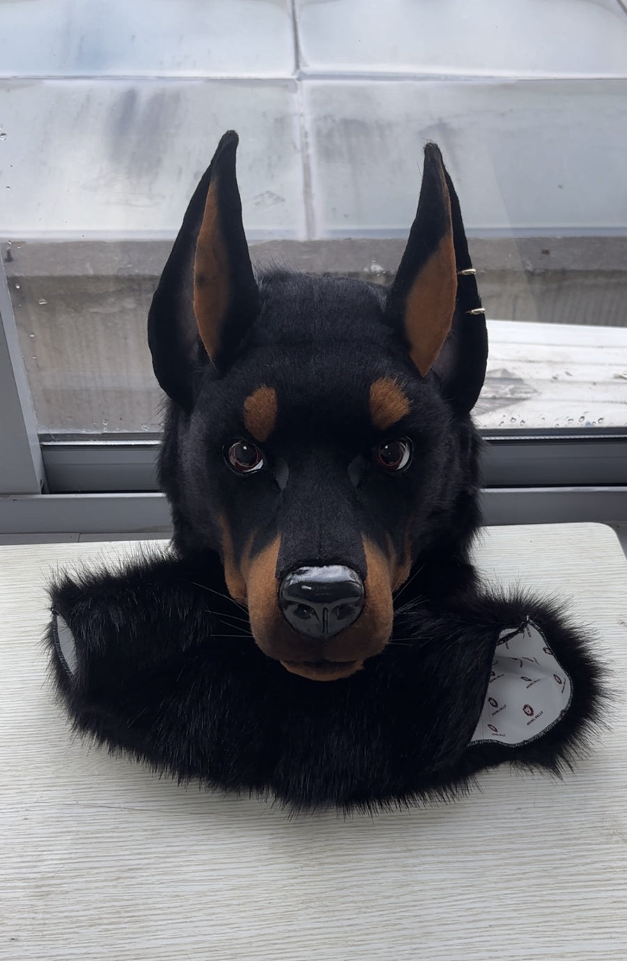 [Premade] Doberman Dog Realistic Fursuit Head Furry Costumes Mask Headdress