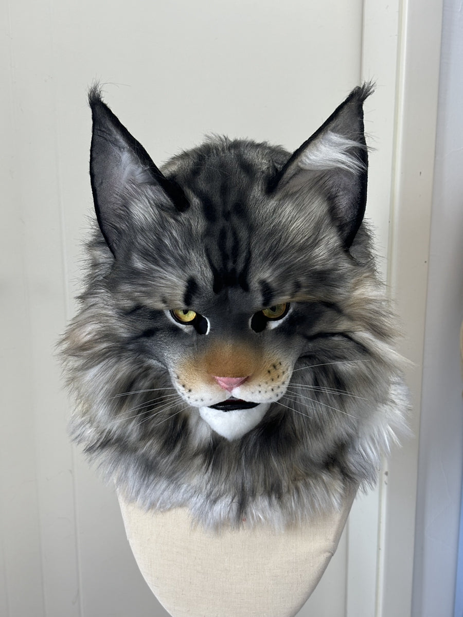 [Premade] Maine Coon Cat Realistic Fursuit Head Movable Jaw
