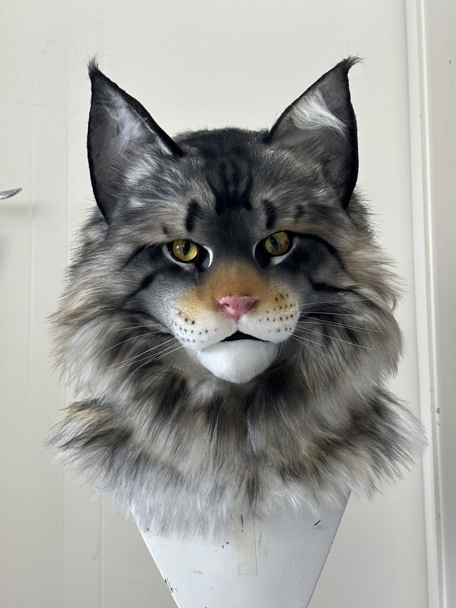 [Premade] Maine Coon Cat Realistic Fursuit Head Movable Jaw