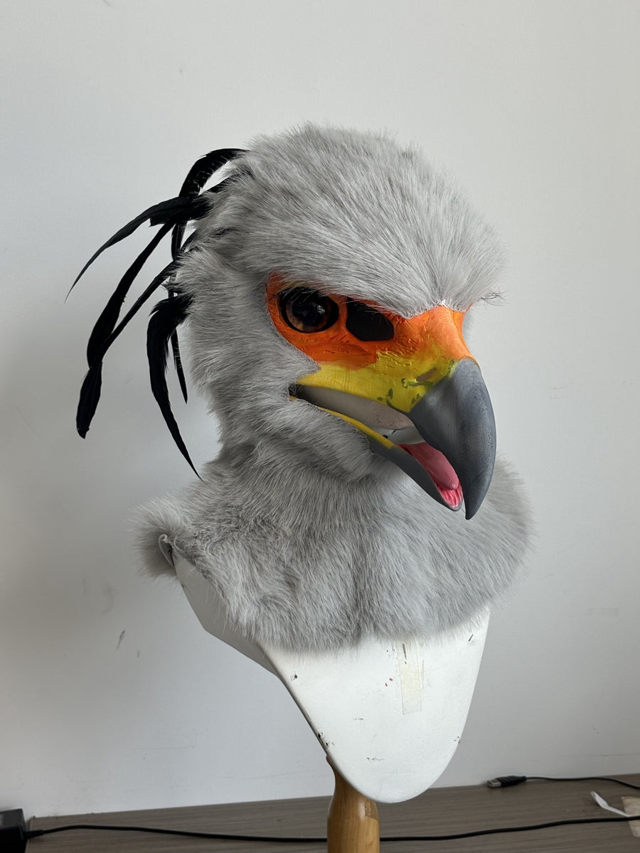 [Premade] Secretarybird Realistic Fursuit Head Movable Jaw Birds Mask