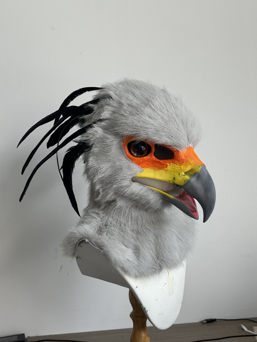 [Premade] Secretarybird Realistic Fursuit Head Movable Jaw Birds Mask