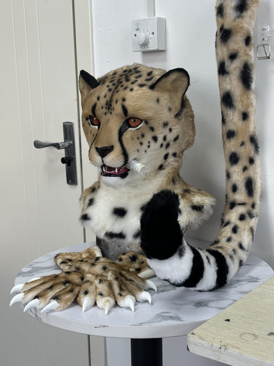 [Premade] Cheetah Realistic Fursuit Partial Furry Costumes Mask Headdress