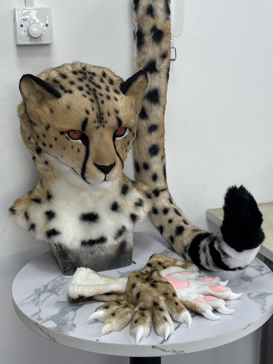[Premade] Cheetah Realistic Fursuit Partial Furry Costumes Mask Headdress