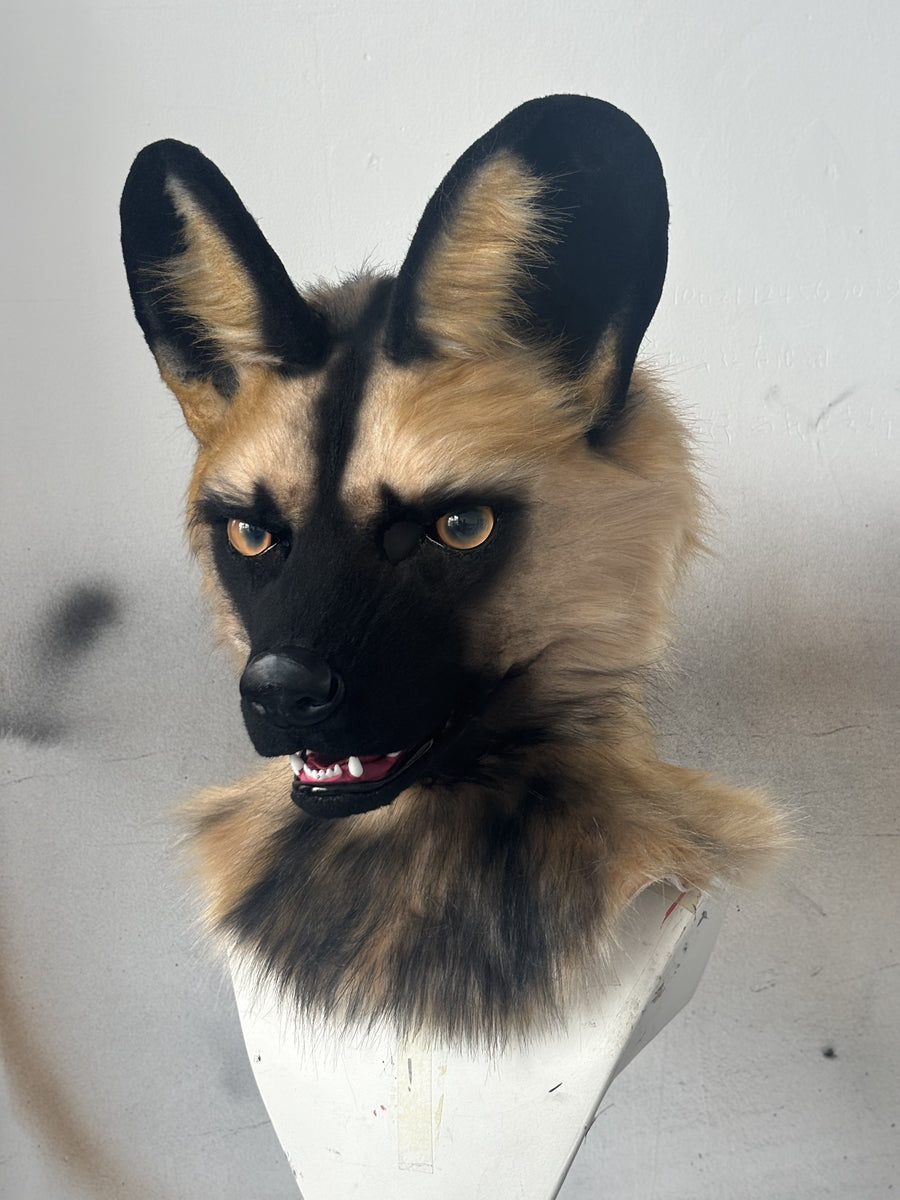 [Premade] African Wild Dog Realistic Fursuit Head Furry Costumes Mask Headdress