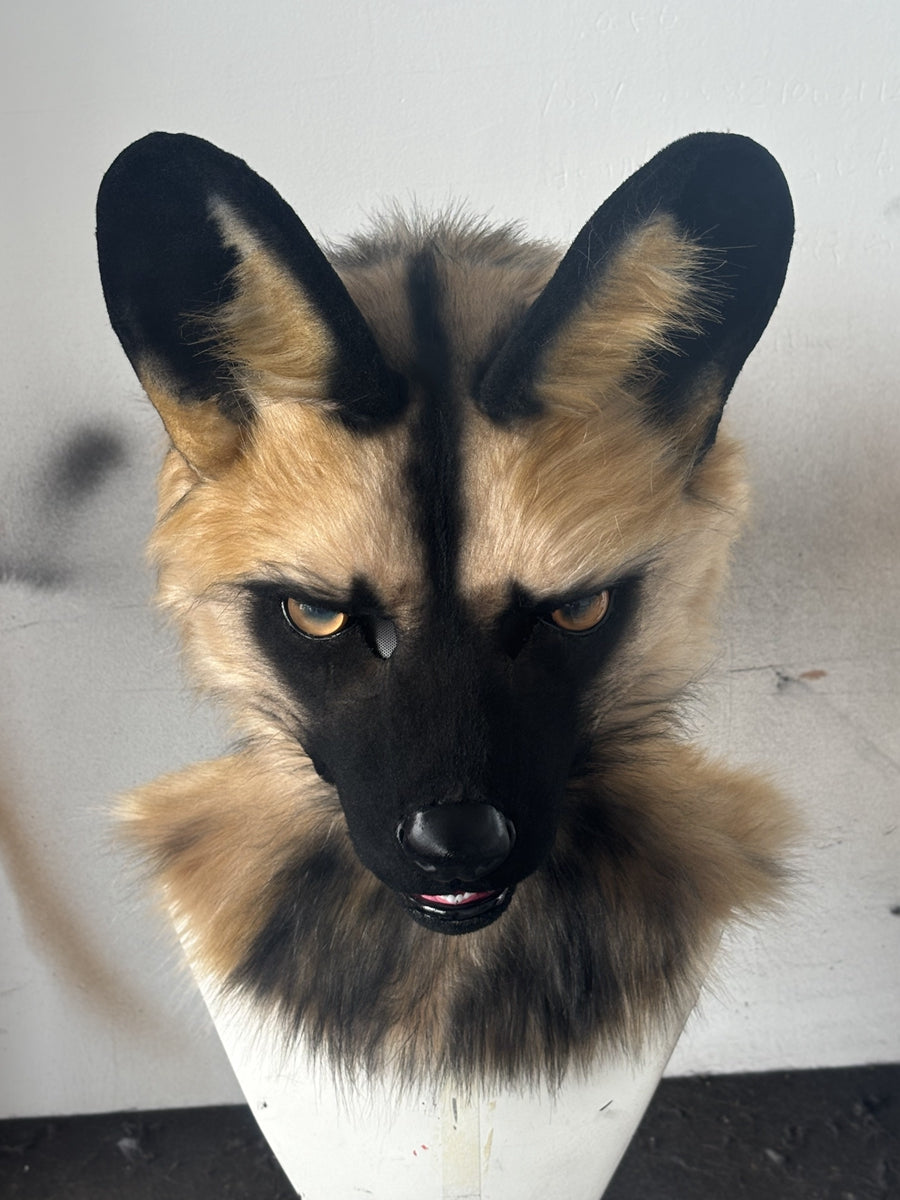 [Premade] African Wild Dog Realistic Fursuit Head Furry Costumes Mask Headdress
