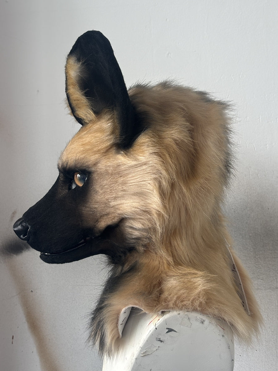 [Premade] African Wild Dog Realistic Fursuit Head Furry Costumes Mask Headdress