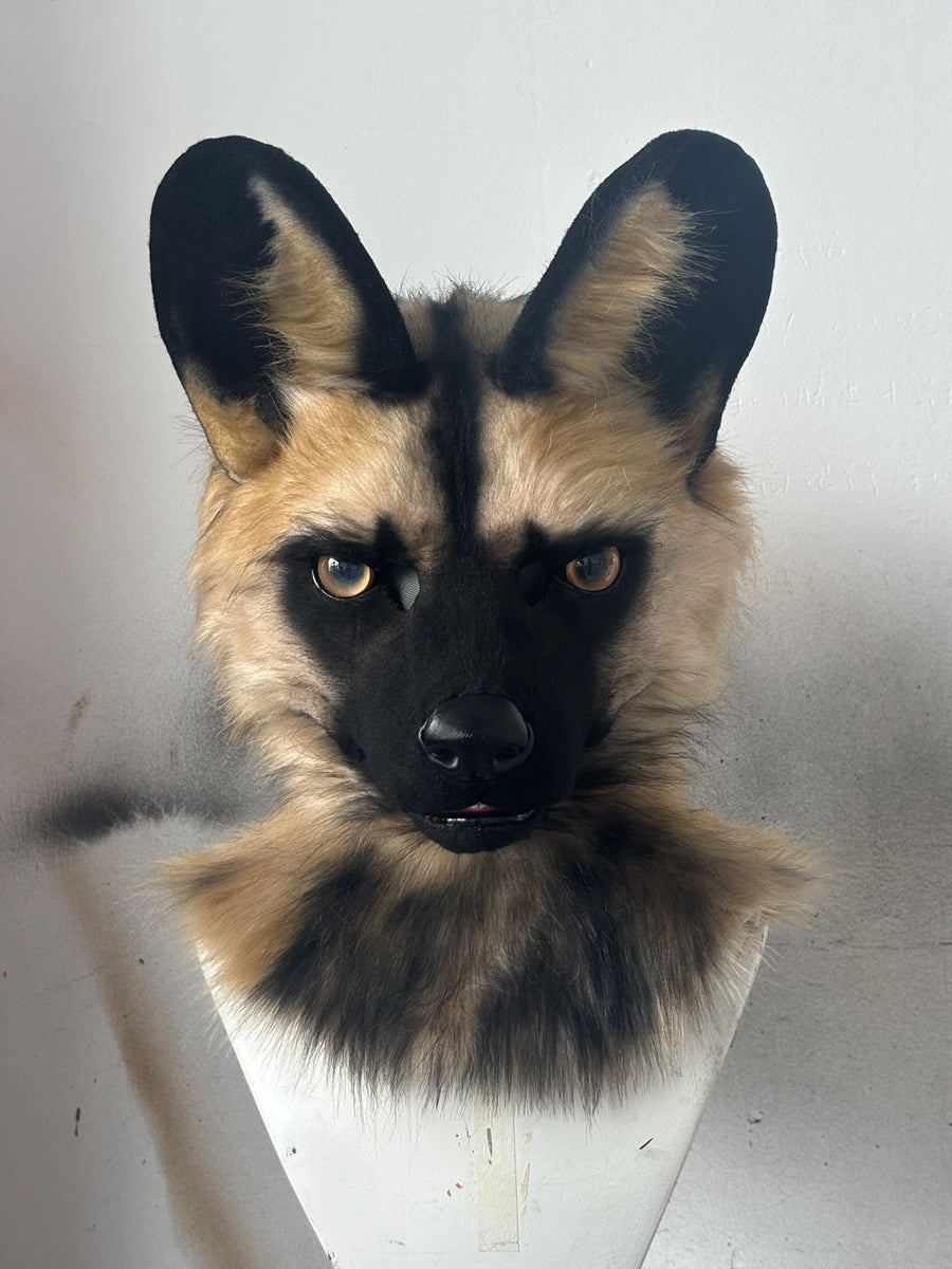 [Premade] African Wild Dog Realistic Fursuit Head Furry Costumes Mask Headdress