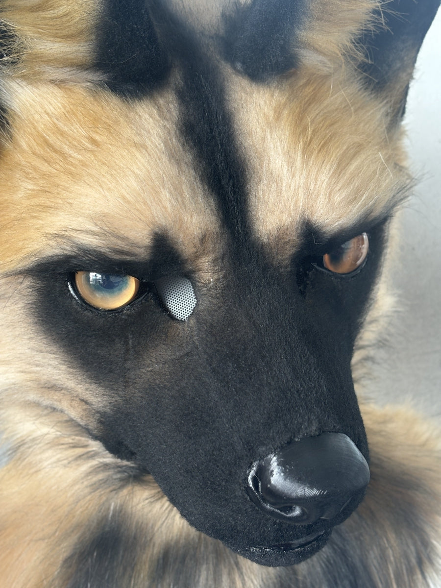 [Premade] African Wild Dog Realistic Fursuit Head Furry Costumes Mask Headdress