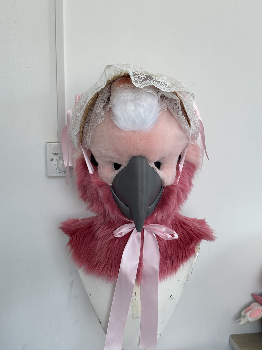[Premade] Cockatoo Realistic Fursuit Head Furry Costumes Birds Mask Headdress