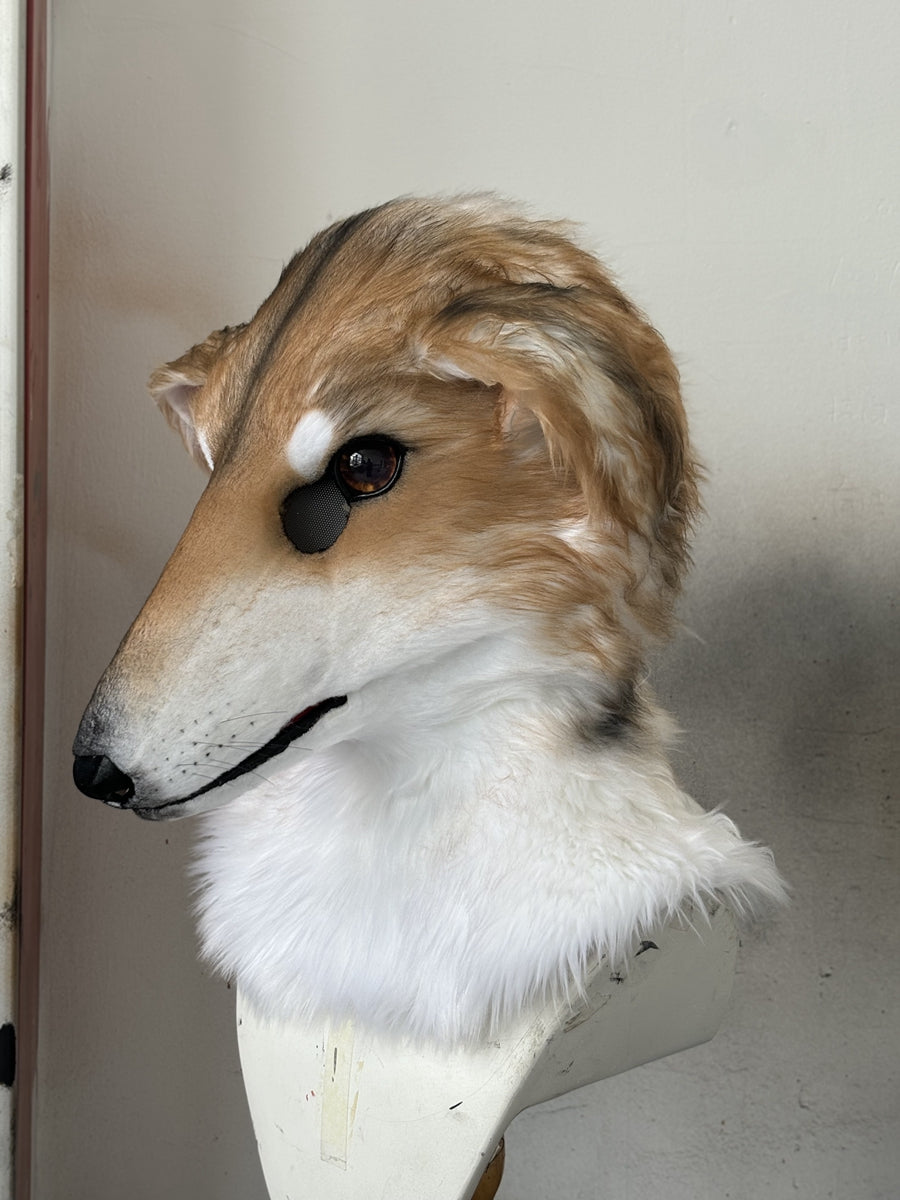 [Premade] Borzoi Dog Realistic Fursuit Head Furry Costumes Mask Headdress