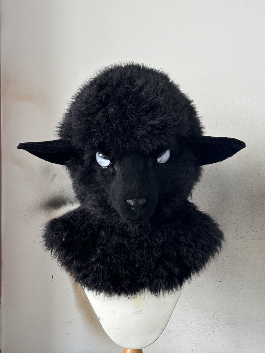 [Premade] Curly Sheep Realistic Fursuit Head Furry Costumes Mask Headdress