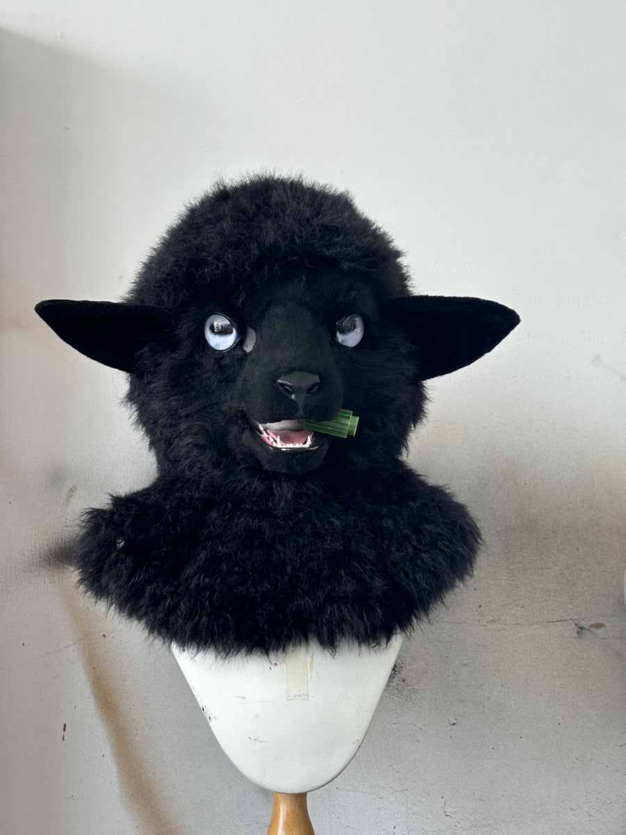 [Premade] Curly Sheep Realistic Fursuit Head Furry Costumes Mask Headdress