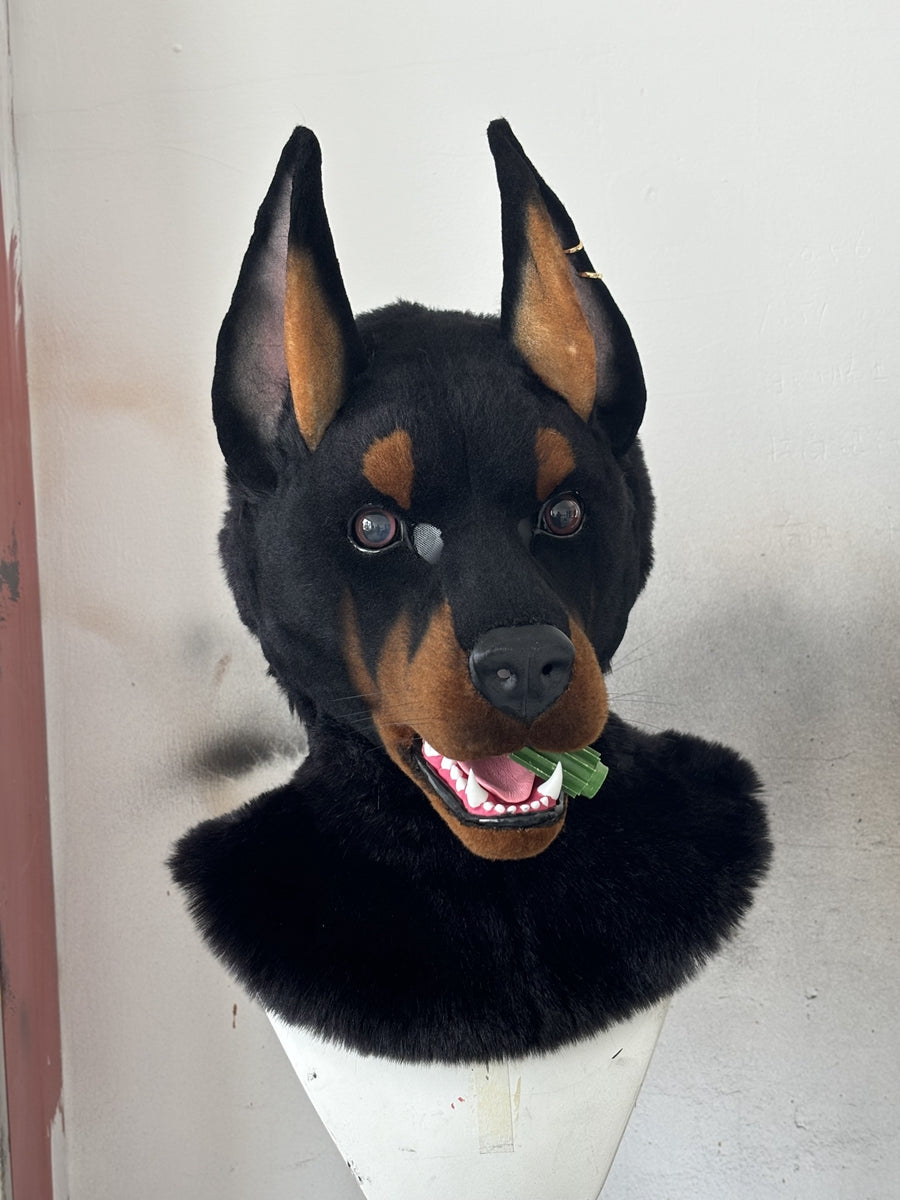 [Premade] Doberman Realistic Fursuit Head Furry Costumes Mask Headdress
