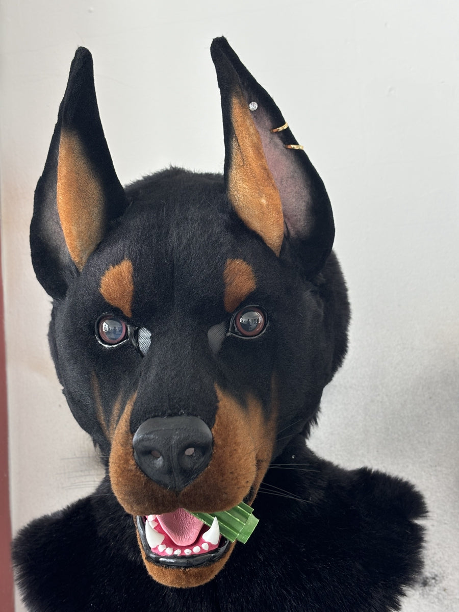 [Premade] Doberman Realistic Fursuit Head Furry Costumes Mask Headdress