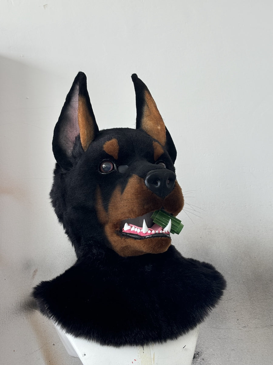 [Premade] Doberman Realistic Fursuit Head Furry Costumes Mask Headdress