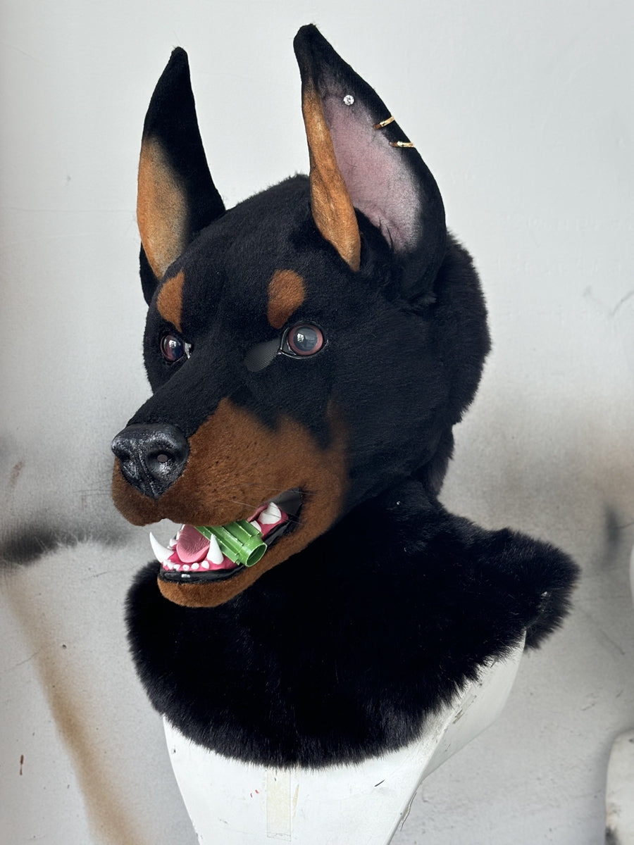 [Premade] Doberman Realistic Fursuit Head Furry Costumes Mask Headdress