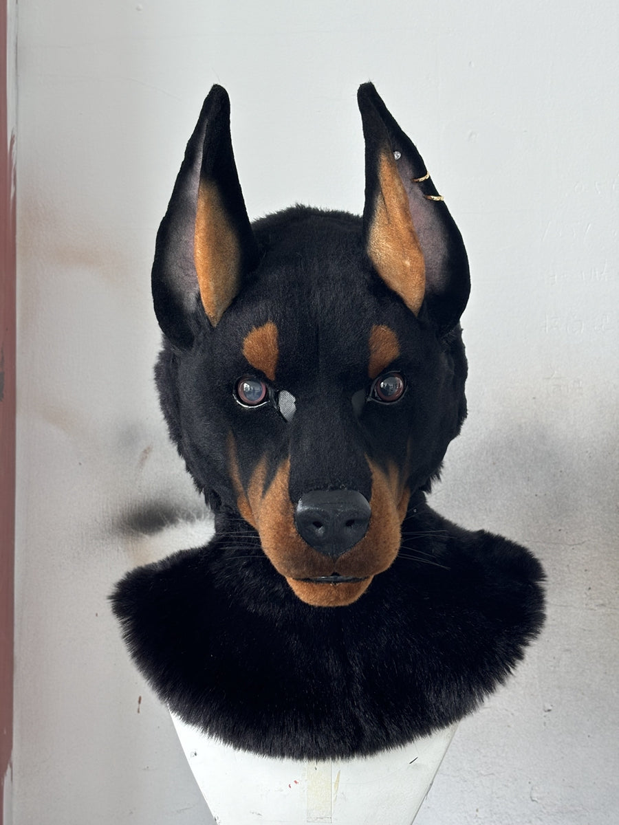 [Premade] Doberman Realistic Fursuit Head Furry Costumes Mask Headdress