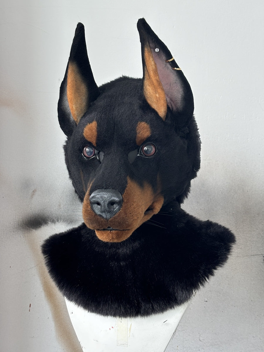 [Premade] Doberman Realistic Fursuit Head Furry Costumes Mask Headdress
