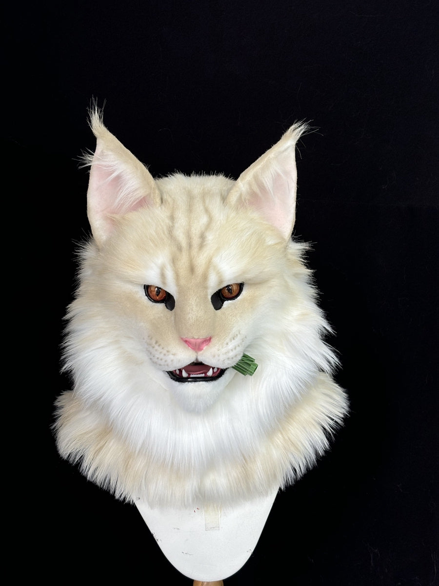 [Premade] Cameo Maine Coon Cat Realistic Fursuit Head Movable Jaw