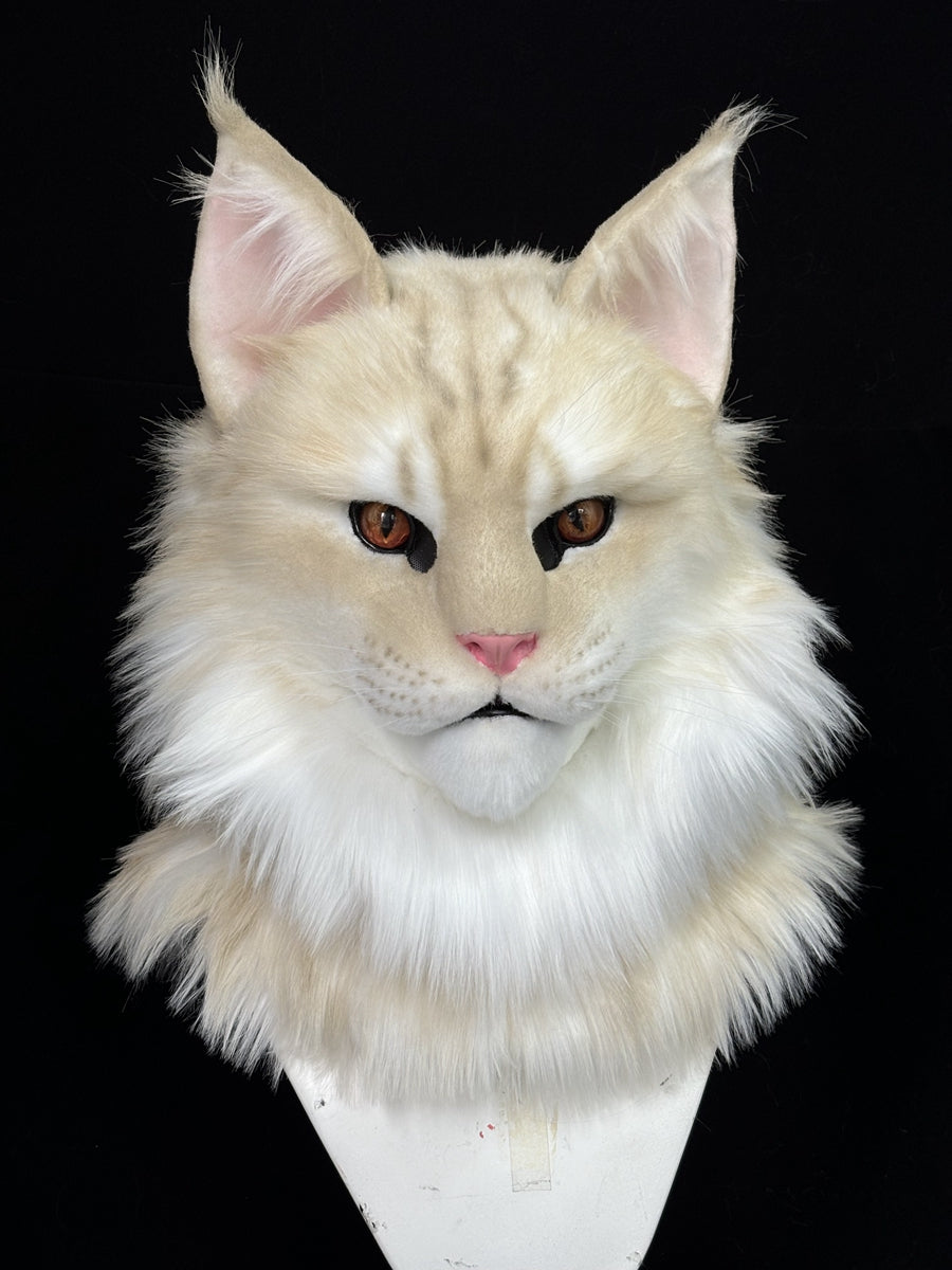 [Premade] Cameo Maine Coon Cat Realistic Fursuit Head Movable Jaw