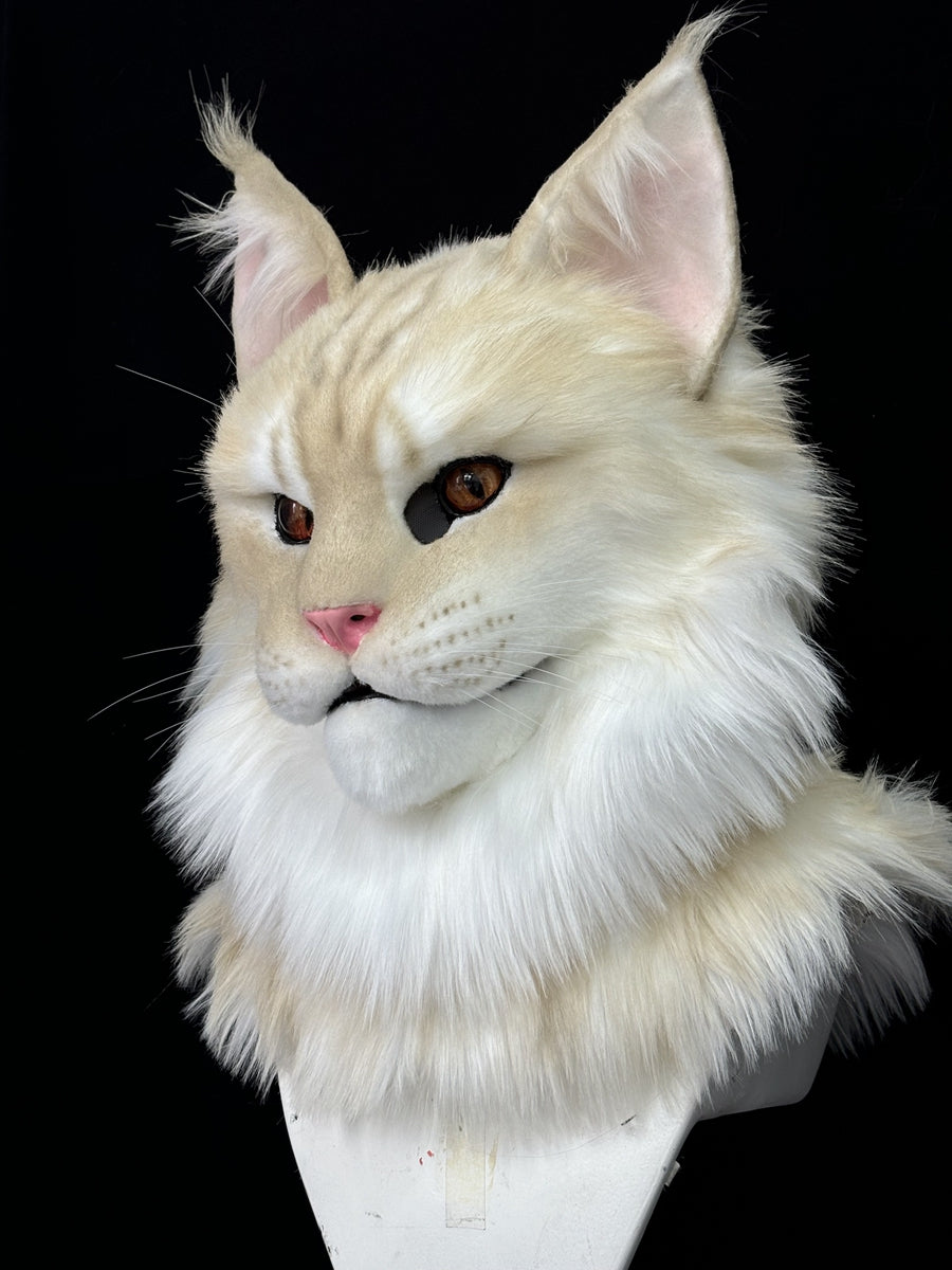 [Premade] Cameo Maine Coon Cat Realistic Fursuit Head Movable Jaw