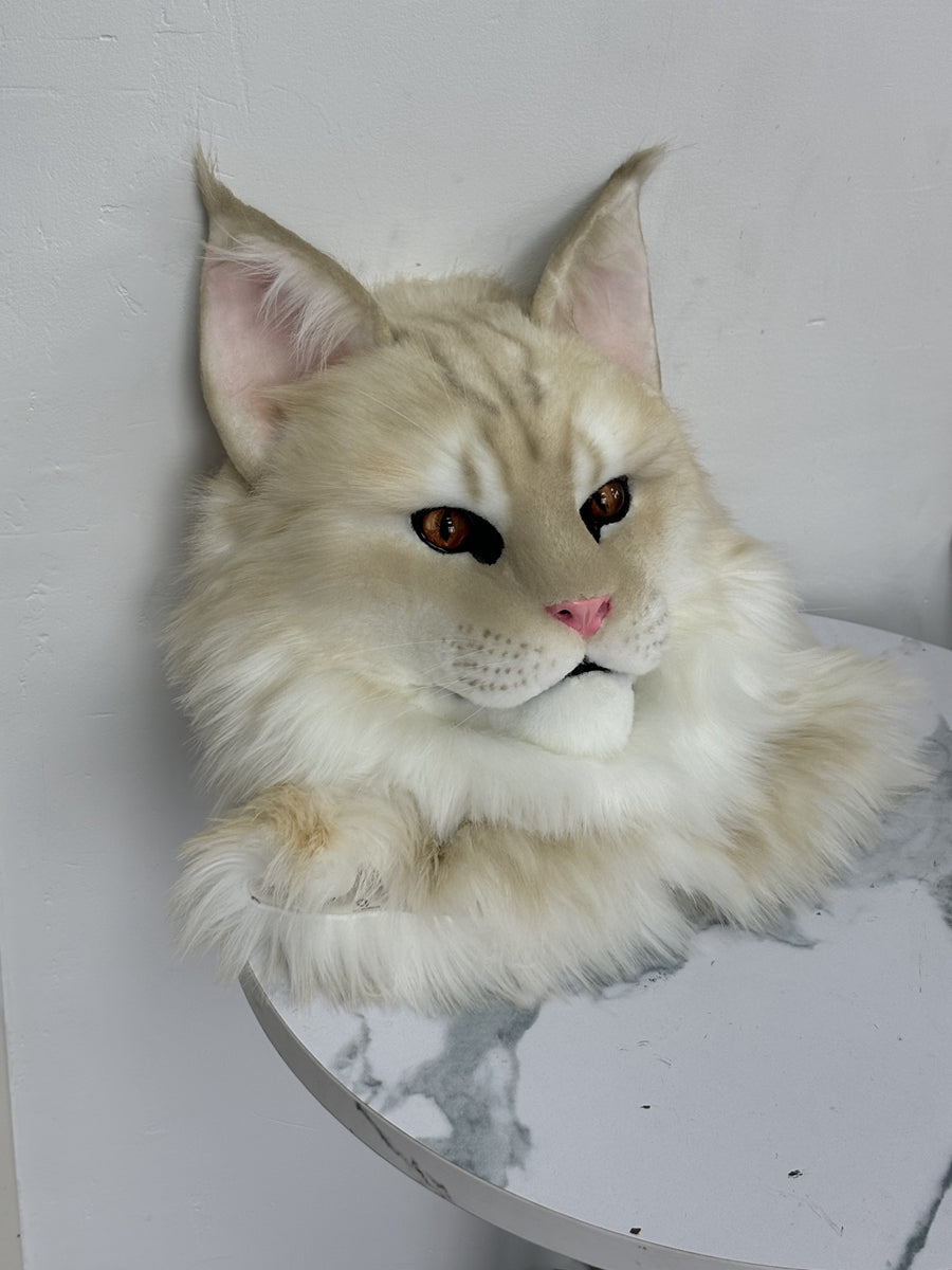 [Premade] Cameo Maine Coon Cat Realistic Fursuit Head Movable Jaw