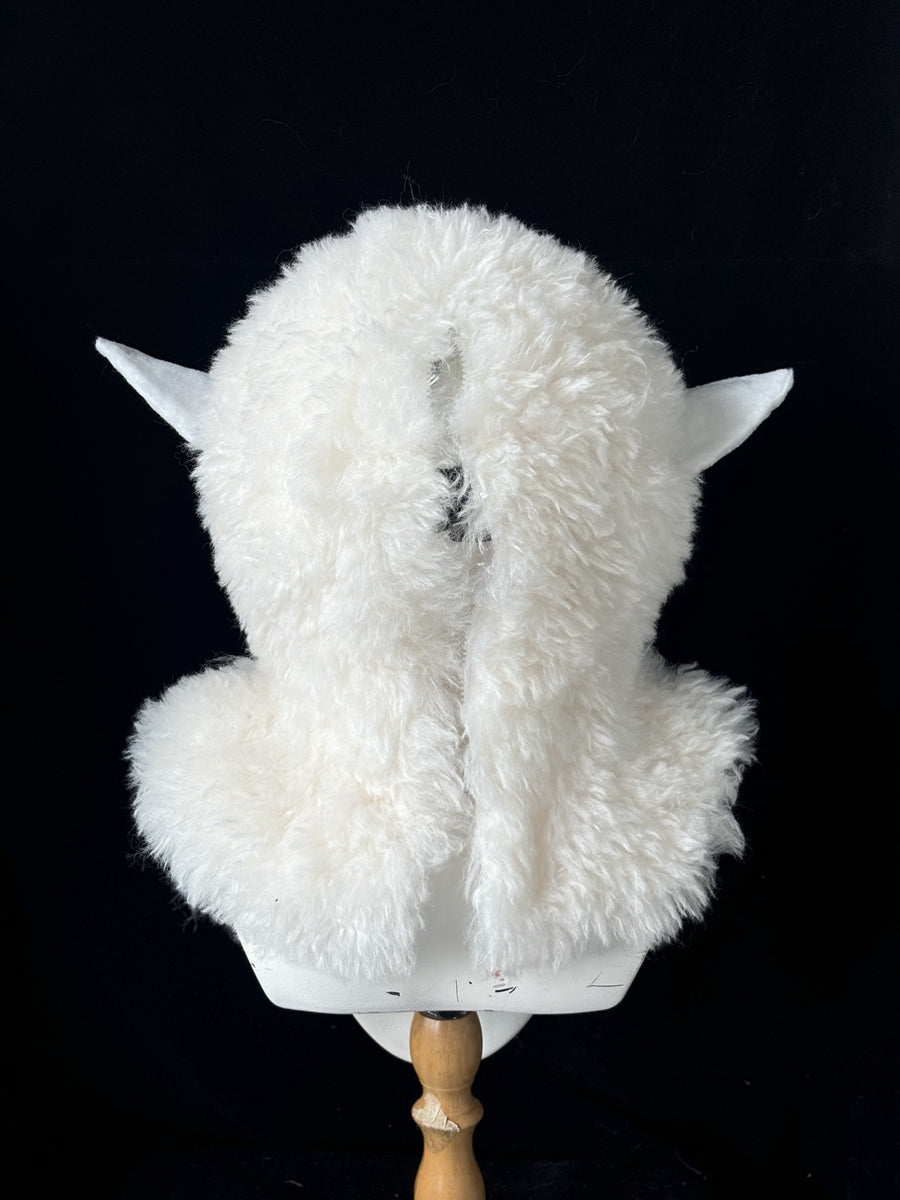 [Premade] Curly Sheep Realistic Fursuit Head Movable Jaw Furry Headdress