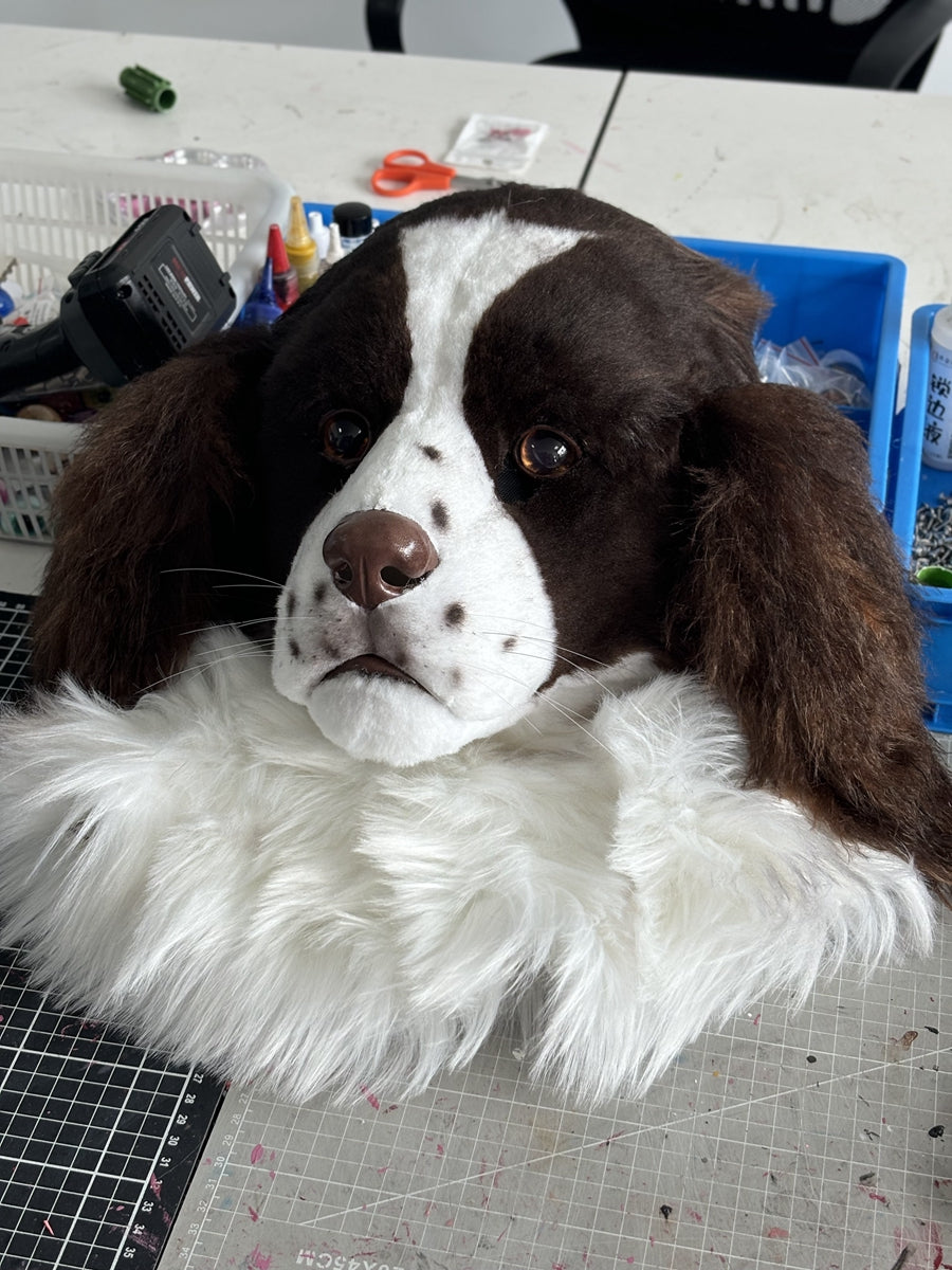[Premade] Springer Spaniel Realistic Fursuit Head Movable Jaw Furry Headdress