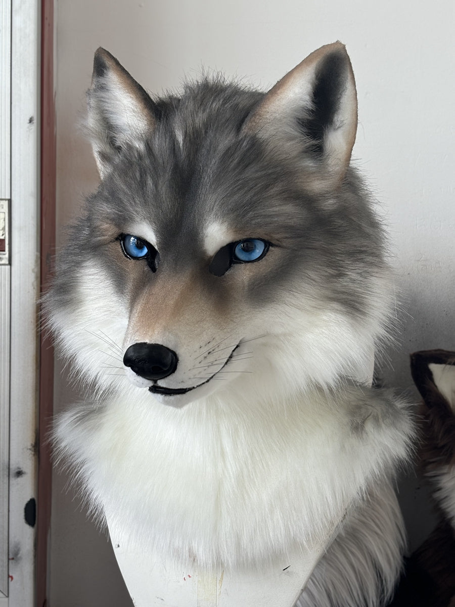 [Premade] Wolf Realistic Fursuit Head Movable Jaw Furry Headdress