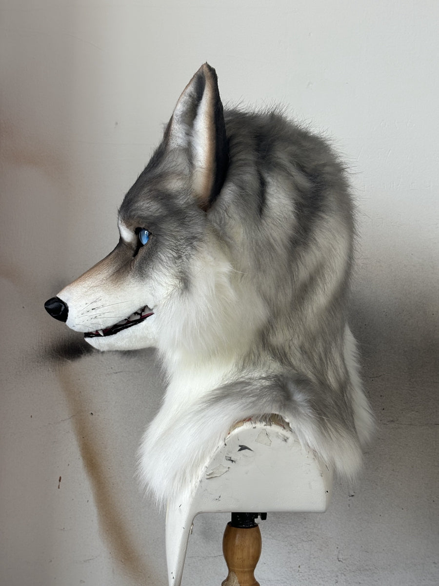 [Premade] Wolf Realistic Fursuit Head Movable Jaw Furry Headdress