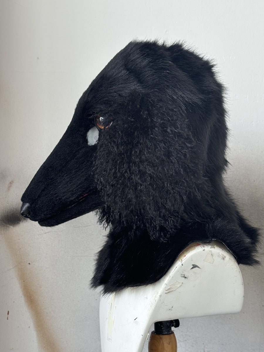 [Premade] Black Dog Realistic Fursuit Head Movable Jaw Furry Headdress